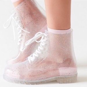 Urban Outfitters Clear Glitter Rain boots